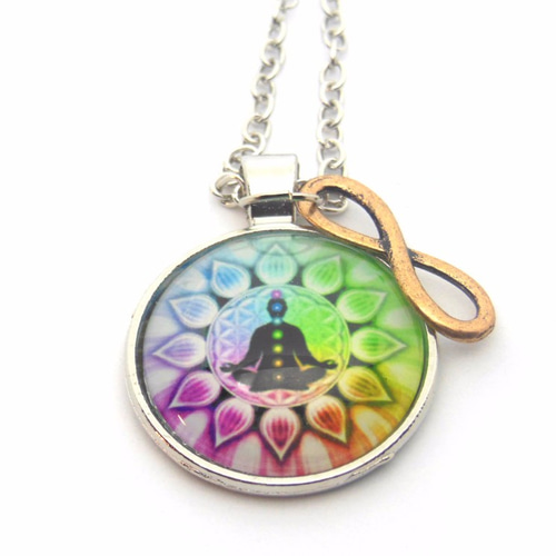 フラワーオブライフ・メビウスの輪 ネックレス（チャクラ図）（生命の
