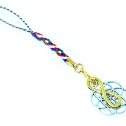 フラワーオブライフ（シードオブライフ/銀色 ）・メビウスの輪（金色）　ストラップ（生命の種/神聖幾何学） 1枚目の画像