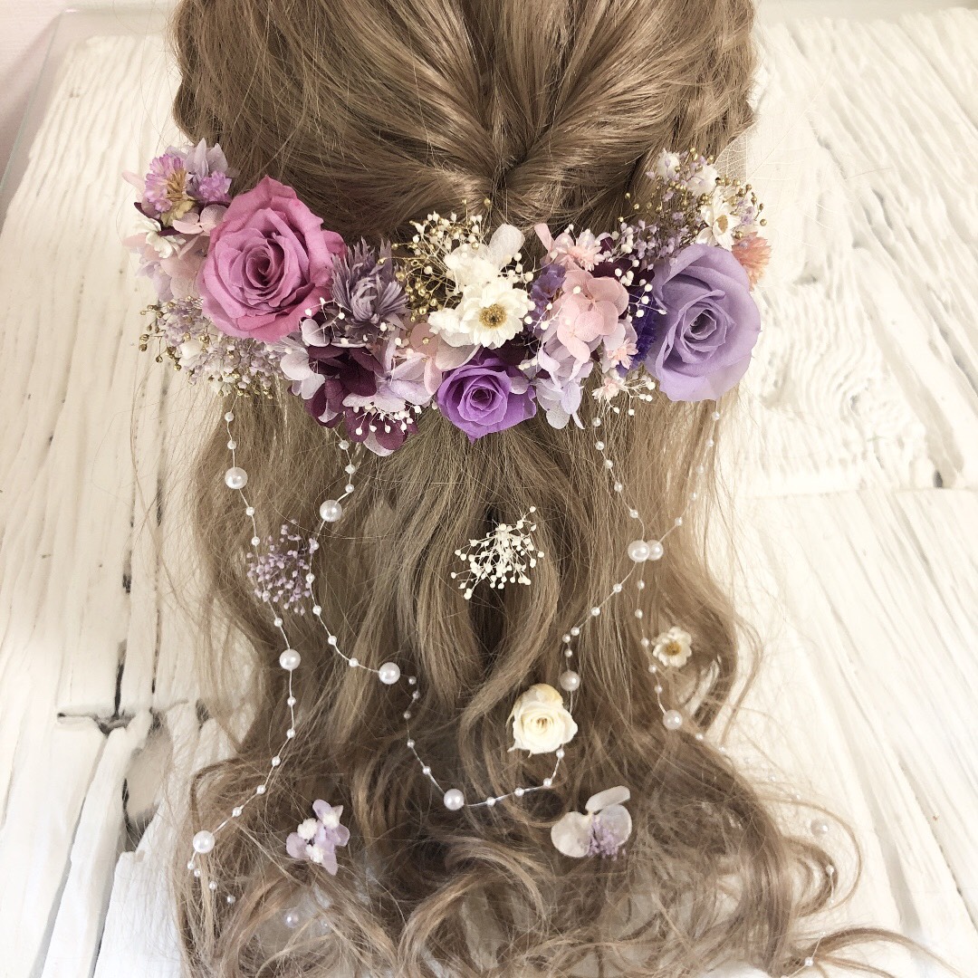パステルパープル  髪飾り　ヘッドドレス