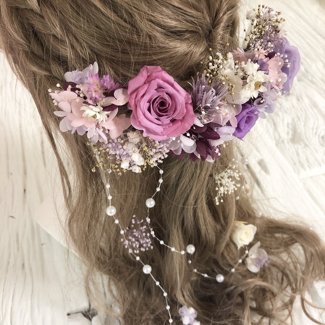 パステルパープル  髪飾り　ヘッドドレス