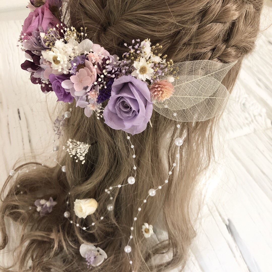 パステルパープル  髪飾り　ヘッドドレス