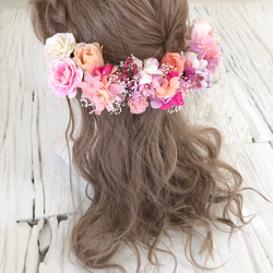 超ボリューム　髪飾り　ヘッドドレス　濃いめピンク　パープル 1枚目の画像