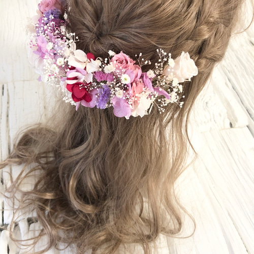 パープル×ピンク 髪飾り ヘッドドレス-