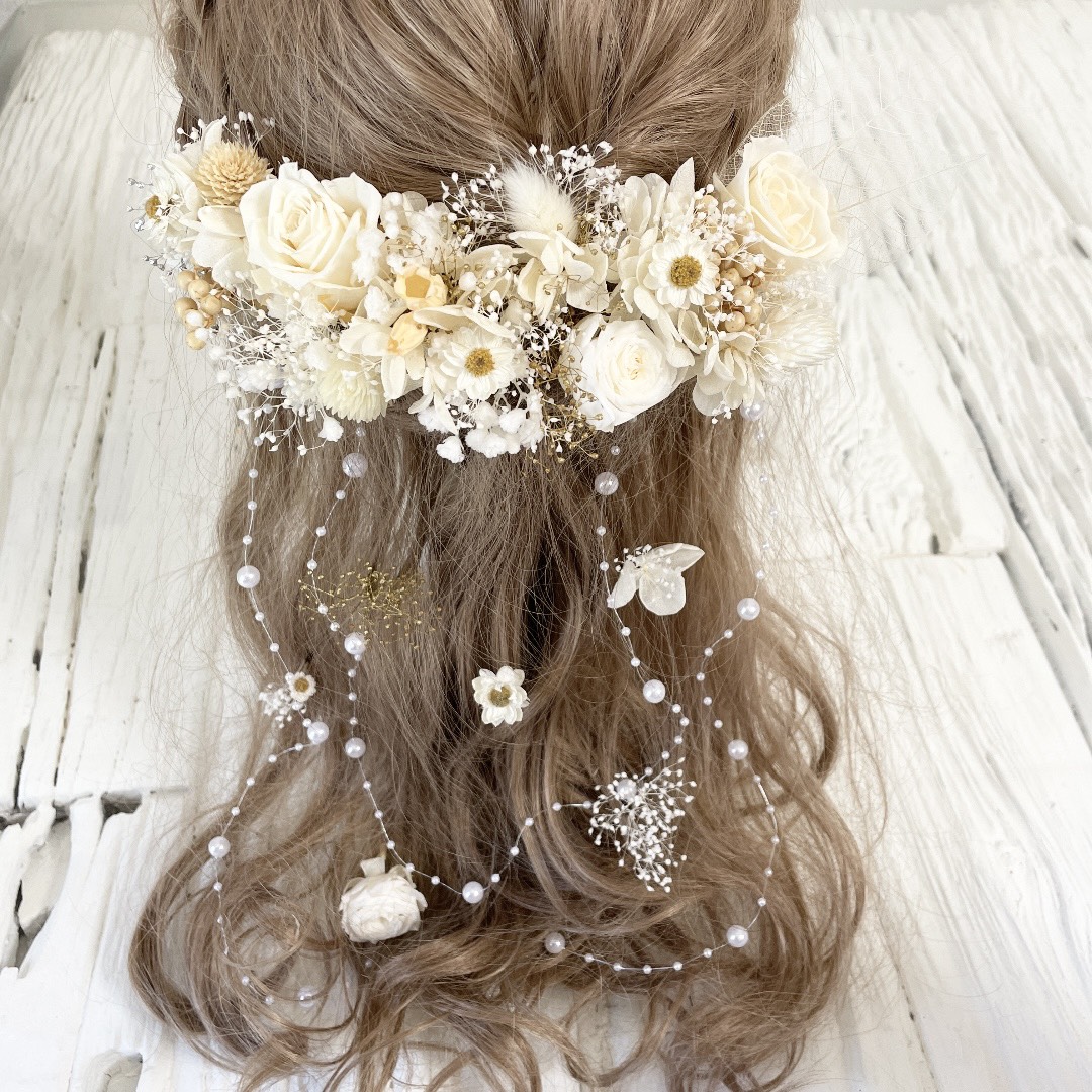 アンティーク　オフホワイト×ホワイト　髪飾り　ヘッドドレス
