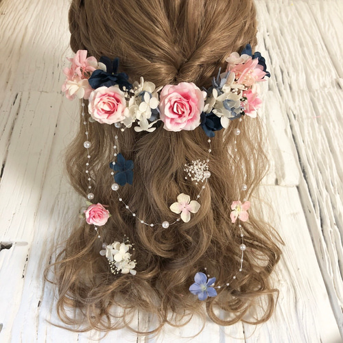 ピンク×ネイビー ラプンツェル髪飾り ヘッドドレス ヘッドドレス ピンク×ネイビー ラプンツェル髪飾り ヘッドドレス ヘッドドレス