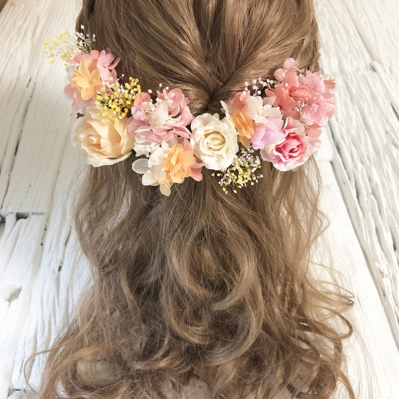 ラプンツェル髪飾り サーモンピンク ヘッドドレス 1枚目の画像