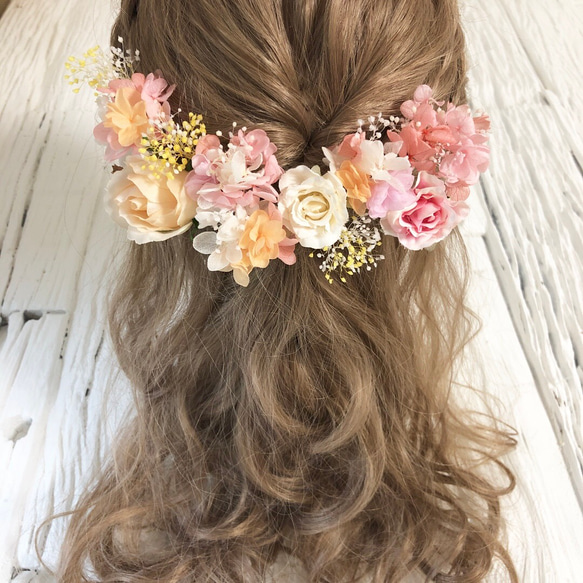 ラプンツェル髪飾り サーモンピンク ヘッドドレス ヘッドドレス