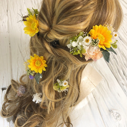 送料無料】ひまわり 髪飾り ヘッドドレス ナチュラル ヘッドドレス