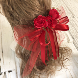 真っ赤なBIGリボン髪飾り ヘッドドレス 2枚目の画像