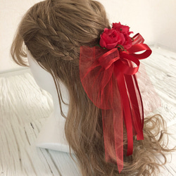 真っ赤なBIGリボン髪飾り ヘッドドレス 4枚目の画像