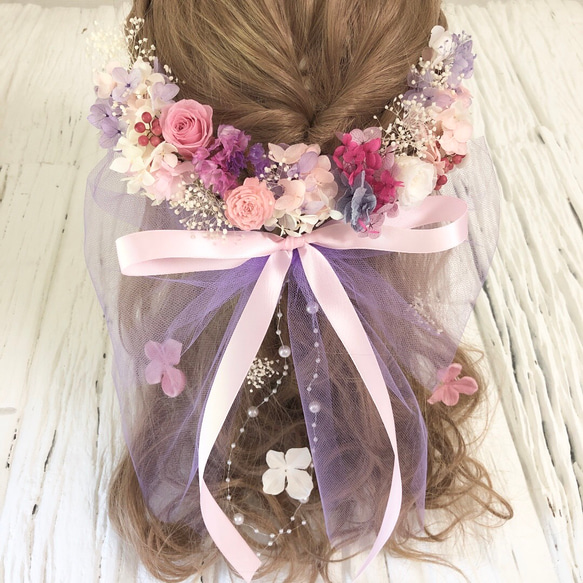 大特価！パインフラワーブーケ＊ヘッドドレス☆2点セット 大特価