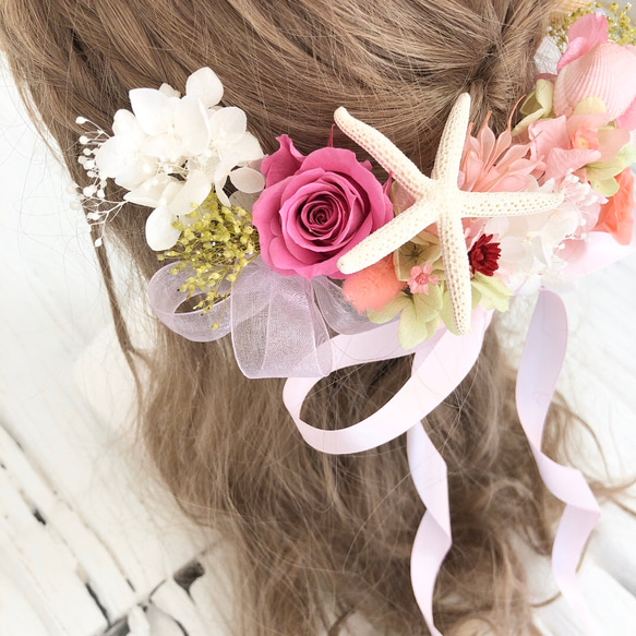 可愛い過ぎる　スターフィッシュ  髪飾り　ヘッドドレス　貝　ピンク 2枚目の画像