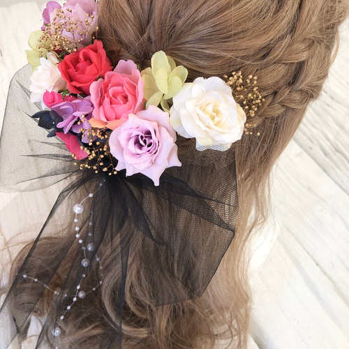 Eternal Ribbon Feathery 黒×ピンク　ヘッドドレス付き Eternal Ribbon Feathery 黒×ピンク ヘッドドレス付き