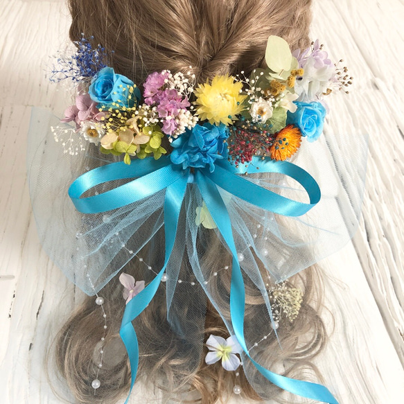 日/祝も発送 ナチュラルブルー BIG リボン 髪飾り ヘッドドレス - 通販