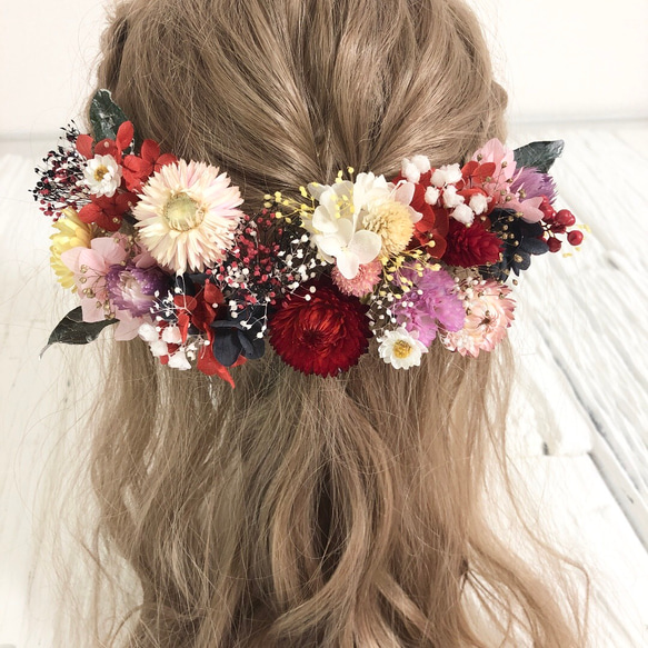 【初売り】 髪飾り kiko ヘッドドレス（アクセサリー） 赤×黒 ヘッドドレス ヘアアクセサリー