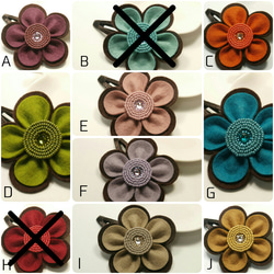 flower chocolate～フェルトのお花のパッチン留め(スリーピン） 2枚目の画像