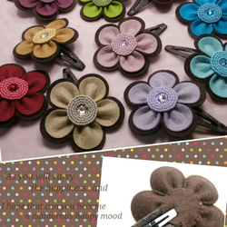flower chocolate～フェルトのお花のパッチン留め(スリーピン） 3枚目の画像