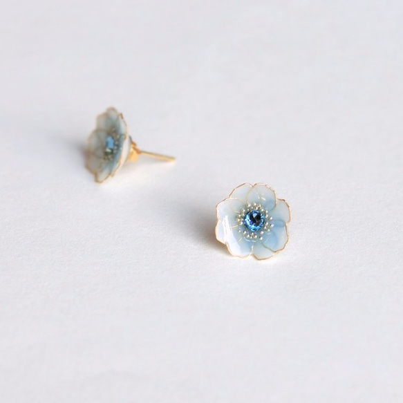 海藍寶石色海葵耳環 第1張的照片