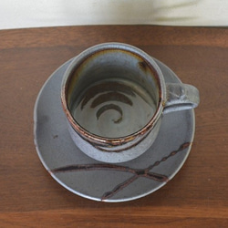 桜島釉・コーヒーカップ＆ソーサー 3枚目の画像