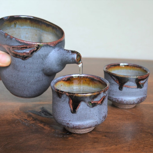 Creema限定』酒器セット 桜島釉ぐい吞み(おちょこ)2個 おちょこ