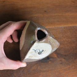 チュンチュン　三面花瓶(一輪挿し・小)白地 4枚目の画像