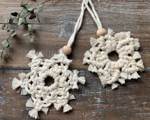 ER限定マクラメクリスマスツリー壁掛けタペストリー×雪の結晶3点付き