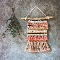 macrame tapestry "pink×brown" 1枚目の画像