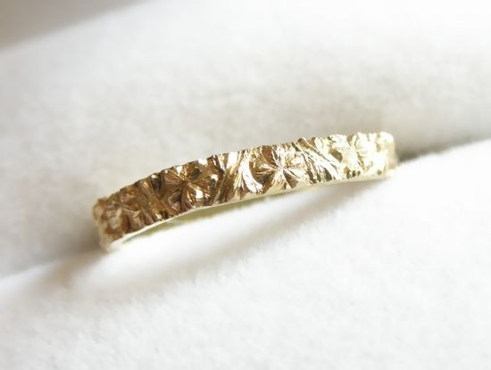 K18美品サクラ（桜）彫りゴールドリング　12号 1230K2501 K18美品サクラ（桜）彫りゴールドリング 12号 1230K2501