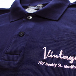 刺繍ポロシャツ Vintage Co.　W-17001ネイビー　Ｍ 4枚目の画像