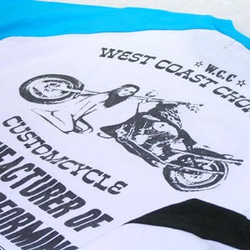 【アウトレット】ベースボールＴシャツ WEST COAST CHOPPERS　W-09045 白×ターコイズ S 2枚目の画像