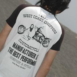 【アウトレット】ベースボールＴシャツ WEST COAST CHOPPERS　W-09045 白×ターコイズ S 4枚目の画像