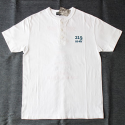 半袖ヘンリーＴシャツ　刺繍　219NY　W-20021　ホワイト　M 1枚目の画像
