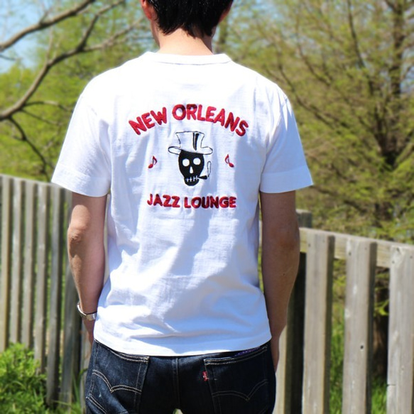 半袖ヘンリーＴシャツ　刺繍　NEW ORLEANS　W-20022　ブラック　M 6枚目の画像