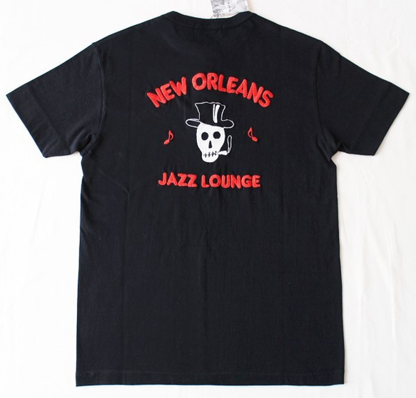 半袖ヘンリーＴシャツ　刺繍　NEW ORLEANS　W-20022　ブラック　L 4枚目の画像