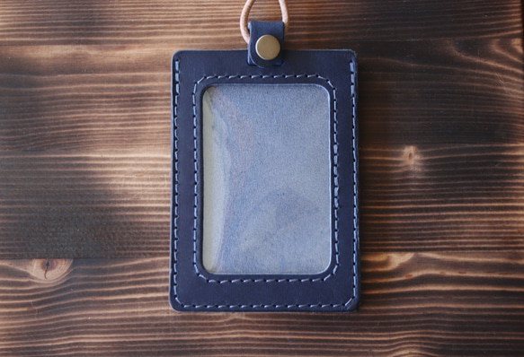 藍色直式|雙層植鞣革識別證套|GOGORO卡套 第3張的照片