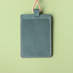 灰綠色直式|雙層植鞣革識別證套|GOGORO卡套 第3張的照片