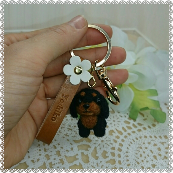 【ミント】ダックス 犬 羊毛フェルト ストラップ ハンドメイド 羊毛フェルトのダックスフンドさんストラップ - ちくねこ堂