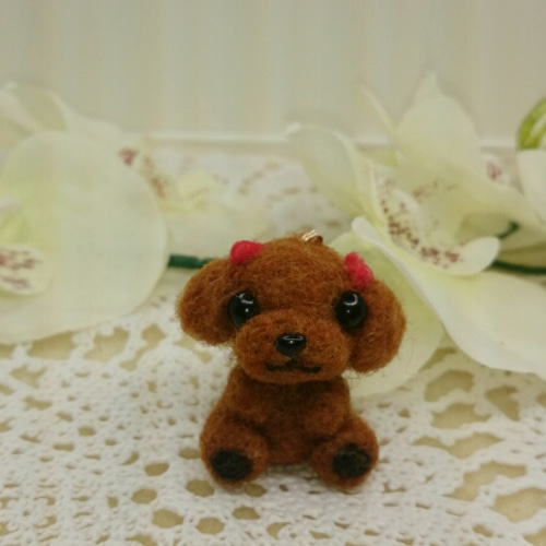 羊毛フェルトネーム入りトイプードルストラップ☆ハンドメイド  