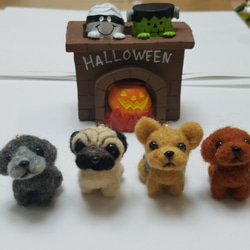 オーダーメイド♪ハロウィンネーム入りヌメ革キーホルダー★ハンドメイド★誕生日メモリアルなどパグ.プードル.ヨーキー. 3枚目の画像