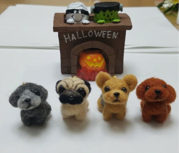 オーダーメイド♪ハロウィンネーム入りヌメ革キーホルダー★ハンドメイド★誕生日メモリアルなどパグ.プードル.ヨーキー. 3枚目の画像