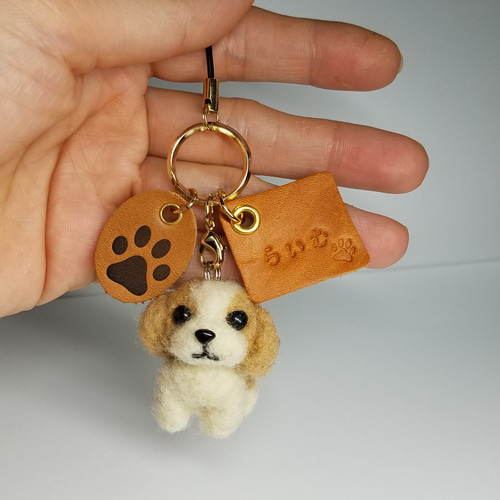 オーダーストラップ羊毛フェルト.お好きなわんちゃんで作ります