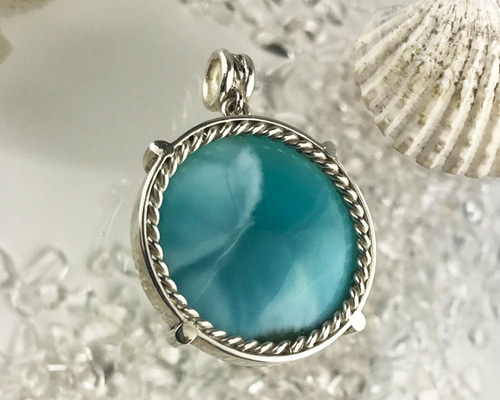 極美！！ラリマー シルバー ペンダント ヒーリングストーン 海