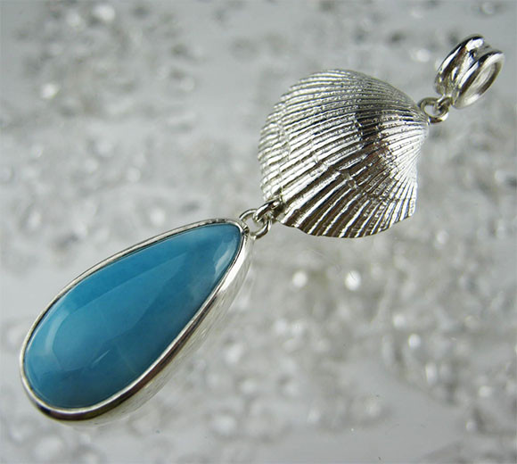 イルカのいる海　シェル　ラリマー シルバー  ペンダント【送料無料】conch03