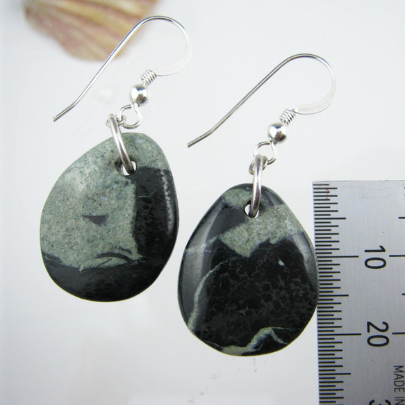 イルカのいる海  naked_luna_ear06 ラリマー ピアス　SILVER Black Larimar ブラック 7枚目の画像