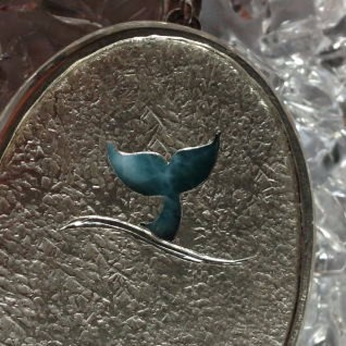 イルカのいる海 モアナ？ラリマー シルバー ペンダント和彫り【送料