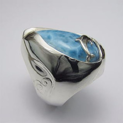 イルカのいる海 本当にいるよ　ハート ラリマー シルバー リング　和彫り 【送料無料】iruka40 いるか ドルフィン 5枚目の画像