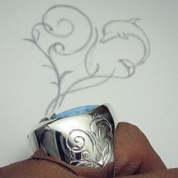 イルカのいる海 本当にいるよ　ハート ラリマー シルバー リング　和彫り 【送料無料】iruka40 いるか ドルフィン 6枚目の画像