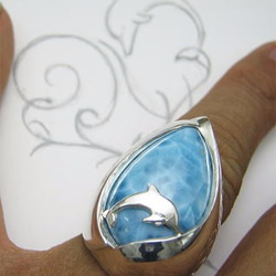 イルカのいる海 本当にいるよ　ハート ラリマー シルバー リング　和彫り 【送料無料】iruka40 いるか ドルフィン 7枚目の画像