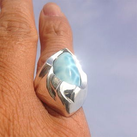 イルカのいる海 本当にいるよ　ハート ラリマー シルバー リング　和彫り 【送料無料】iruka40 いるか ドルフィン 8枚目の画像