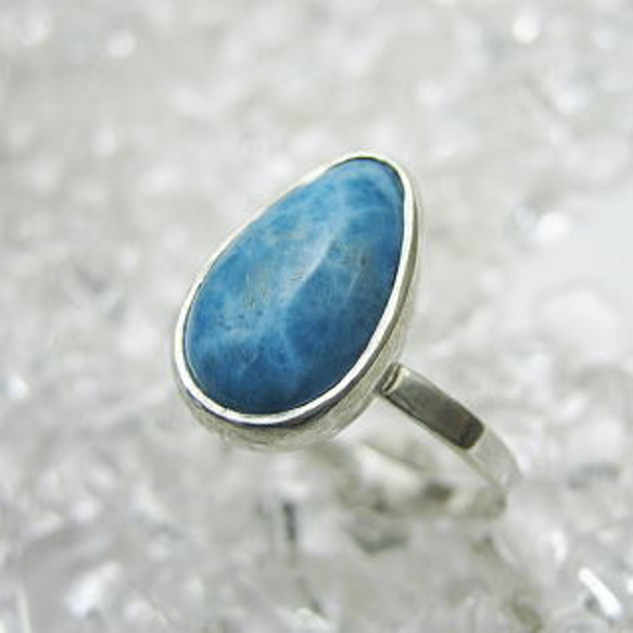 ラリマーくりぬきリング 約14号 再販17 ラリマー14 S925Newデザイン